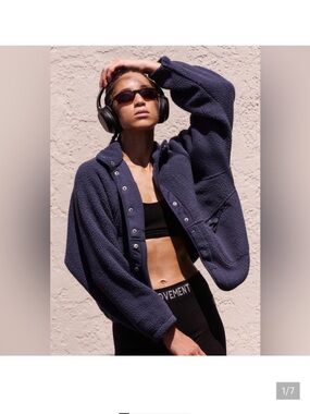 Free People Navy Teddy Sherpa Jacket